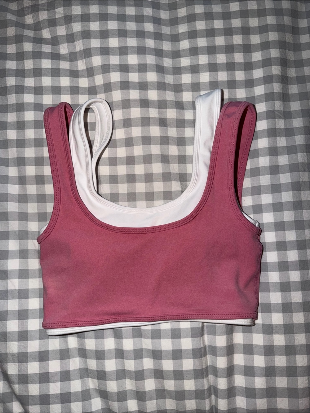 Tori Halford x Acta Pink and White Scoop Neck Sports Bralette